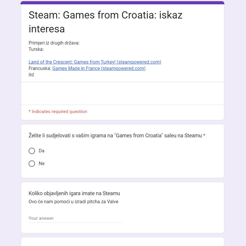 Games from Croatia form